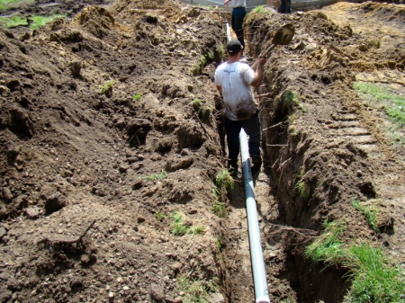 Laying the conduit for the electrical connection