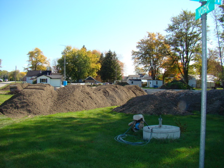 Piles of sand for filling foundation